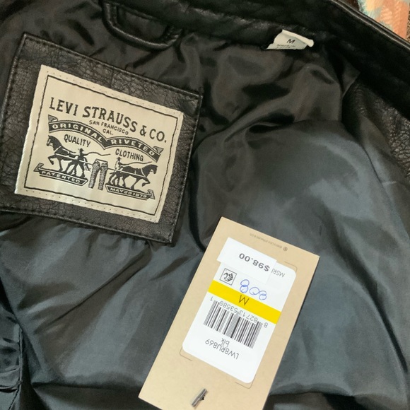 Levi’s Black Faux Leather Moto Jacket - Picture 6 of 7